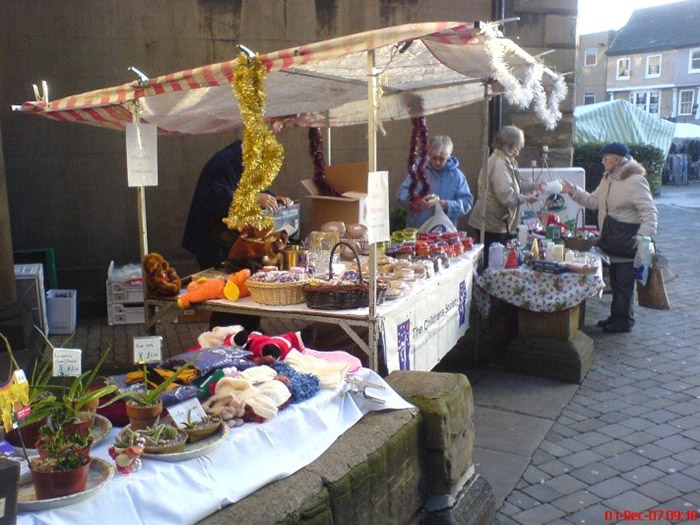 A photo of the outside stall area at St Giles' Church, Pontefract.